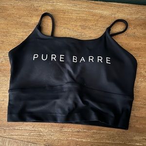 Pure barre fitted crop tank. Size small. Black with light writing. Padded.